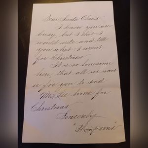 HANDWRITTEN LETTER TO SANTA